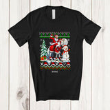 MacnyStore - Personalized Custom Name Santa Riding Horse; Awesome Christmas Sweater Snowman Farmer T-Shirt