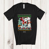 MacnyStore - Personalized Custom Name Santa Riding Llama; Awesome Christmas Sweater Snowman Animal T-Shirt