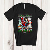 MacnyStore - Personalized Custom Name Santa Riding Rhinoceros; Awesome Christmas Sweater Snowman T-Shirt