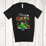 MacnyStore - Personalized Custom Name Merry Christmas; Lovely X-mas Tree Snowing Santa Worm Animal T-Shirt