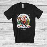 MacnyStore - Personalized Custom Name Santa Corgi Riding T-Rex; Merry Christmas Moon Snow Animal T-Shirt