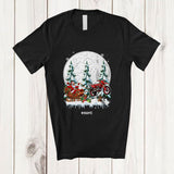 MacnyStore - Personalized Custom Name Santa Sledding Dirt Bike Sleigh; Joyful Christmas Tree Moon Riding T-Shirt