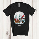 MacnyStore - Personalized Custom Name Santa Sledding Excavator Sleigh; Joyful Christmas Tree Moon Driver T-Shirt
