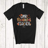 MacnyStore - Personalized Custom Name One Thankful Teacher; Awesome Thanksgiving Leopard Plaid Coffee T-Shirt