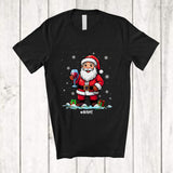 MacnyStore - Personalized Custom Name Santa Drinking Wine Glasses; Amazing Christmas Light Snow Drinking T-Shirt