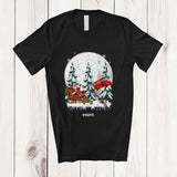 MacnyStore - Personalized Custom Name Santa Sledding School Bus Sleigh; Joyful Christmas Tree Moon Driver T-Shirt