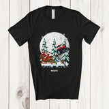 MacnyStore - Personalized Custom Name Santa Sledding Tractor Sleigh; Joyful Christmas Tree Moon Driver T-Shirt