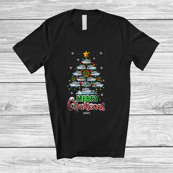 MacnyStore - Personalized Custom Name Merry Cruisemas; Awesome Christmas Tree Cruise Ship Captain T-Shirt