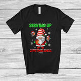 MacnyStore - Personalized Serving Up Christmas Cheer; Joyful Custom Name Gnome Playing Basketball Player T-Shirt