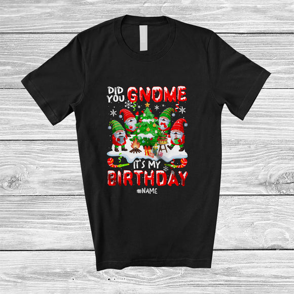 MacnyStore - Personalized Custom Name Did You Gnome Birthday; Joyful Christmas Tree Snow Gnomes Squad T-Shirt