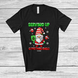 MacnyStore - Personalized Serving Up Christmas Cheer; Joyful Custom Name Gnome Playing Pickleballs Player T-Shirt