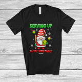 MacnyStore - Personalized Serving Up Christmas Cheer; Joyful Custom Name Gnome Playing Softball Player T-Shirt