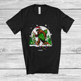 MacnyStore - Personalized Custom Name Santa Bigfoot Hairy Christmas Tree Lights; Joyful Sasquatch Family T-Shirt