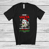 MacnyStore - Personalized Custom Name Santa Before I Explain; Lovely Christmas Lights Cat Naughty T-Shirt