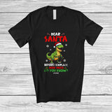 MacnyStore - Personalized Custom Name Santa Before I Explain; Lovely Christmas Lights T-Rex Naughty T-Shirt