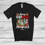 MacnyStore - Personalized Custom Name Merry Goomas; Lovely Christmas Three Santa Reindeer Goose; Farmer T-Shirt