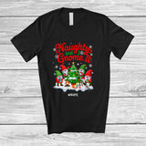MacnyStore - Personalized Custom Name Naughty And I Gnome It; Joyful Christmas Tree Gnomes Squad; Family T-Shirt