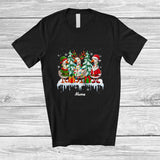 MacnyStore - Personalized Custom Name Three Santa Reindeer Goose Christmas Tree; Lovely X-mas Farming Farmer T-Shirt