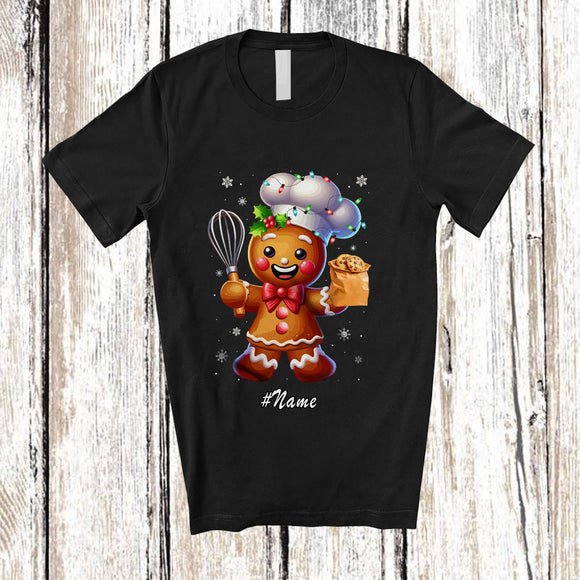 MacnyStore - Personalized Custom Name Gingerbread Man Baker; Lovely Christmas Chef Bake Cookies T-Shirt