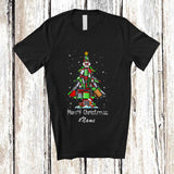 MacnyStore - Personalized Custom Name Merry Christmas; Lovely Lunch Lady Equipment Tools X-mas Tree T-Shirt