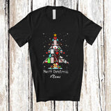 MacnyStore - Personalized Custom Name Merry Christmas; Lovely Nurse Equipment Tools X-mas Tree T-Shirt