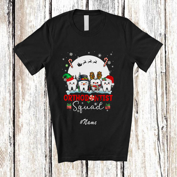 MacnyStore - Personalized Custom Name Orthodontist Squad; Adorable Christmas Moon Tooth Dentist Dental T-Shirt