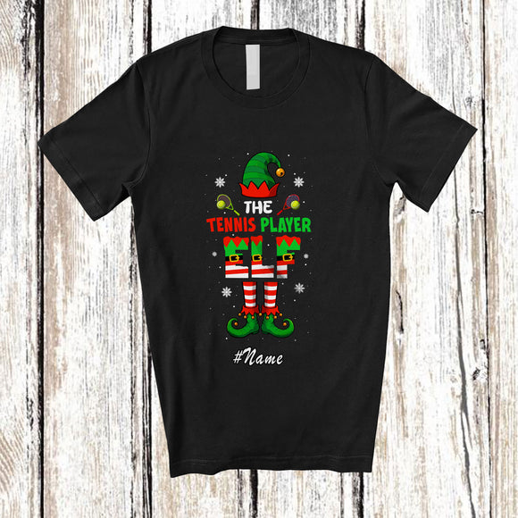 MacnyStore - Personalized Custom Name The Tennis Player Elf; Awesome Christmas Sport Playing Team T-Shirt