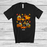 MacnyStore - Personalized Custom Name Turkeys Construction Trucks; Amazing Thanksgiving Fall Boys Driver T-Shirt