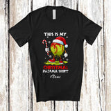 MacnyStore - Personalized Custom Name My Christmas Pajama Shirt; Lovely Melting Santa Softball Player T-Shirt