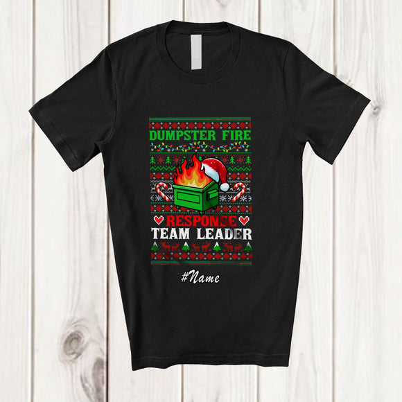 MacnyStore - Personalized Custom Name Dumpster Fire Response Leader; Humorous Christmas Sweater Santa T-Shirt