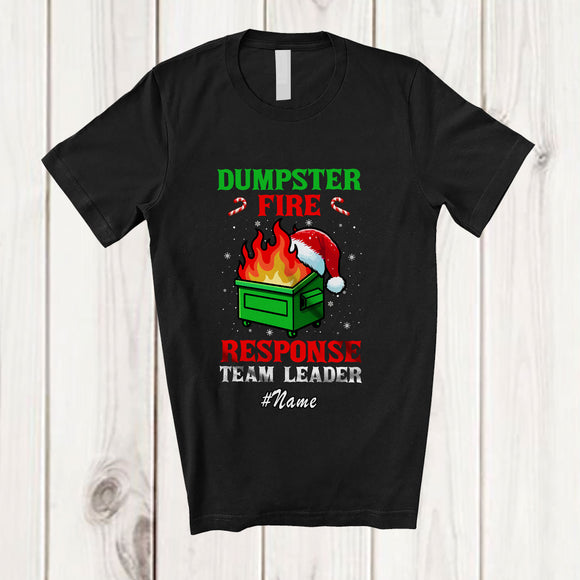 MacnyStore - Personalized Custom Name Dumpster Fire Response Leader; Humorous Christmas Santa Family T-Shirt