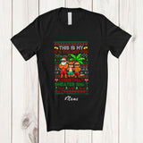 MacnyStore - Personalized Custom Name Too Hot For Christmas Sweater; Joyful X-mas Santa Reindeer Gingerbread T-Shirt