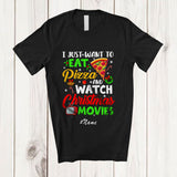 MacnyStore - Personalized Custom Name Want To Eat Pizza Watch Christmas Movies; Amusing Family T-Shirt