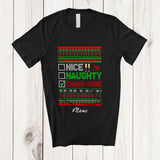 MacnyStore - Personalized Custom Name Nice Naughty Champagne; Amusing Christmas Sweater Drinking T-Shirt