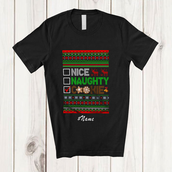 MacnyStore - Personalized Custom Name Nice Naughty Cookie; Amusing Christmas Sweater Cookie Baking T-Shirt