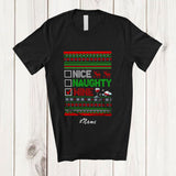 MacnyStore - Personalized Custom Name Nice Naughty Wine; Amusing Christmas Sweater Wine Drinking T-Shirt