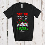 MacnyStore - Personalized Custom Name Christmas Is Better On A Bicycle; Joyful Riding Reindeer Santa T-Shirt
