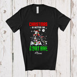 MacnyStore - Personalized Custom Name Christmas Is Better On A Dirt Bike; Joyful Riding Reindeer Santa T-Shirt