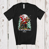 MacnyStore - Personalized Custom Name Santa Riding Cheetah Sunglasses; Cheerful Christmas Tree Wild Animal T-Shirt