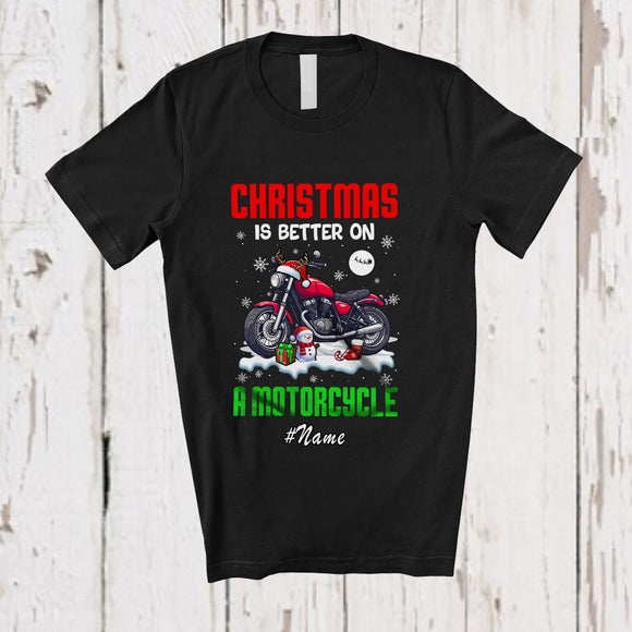 MacnyStore - Personalized Custom Name Christmas Is Better On A Motorcycle; Joyful Riding T-Shirt