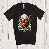 MacnyStore - Personalized Custom Name Santa Riding Lion Sunglasses; Cheerful Christmas Tree Wild Animal T-Shirt