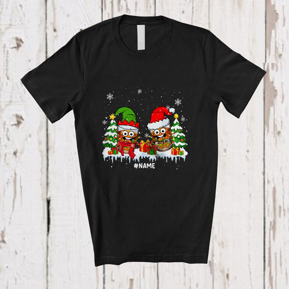 MacnyStore - Personalized Custom Name Two Santa Elf Bourbon Glasses; Amazing Christmas Drinking Drunker T-Shirt