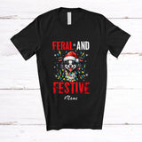 MacnyStore - Personalized Custom Name Feral And Festive; Humorous Christmas Santa Skunk Trash Animal T-Shirt
