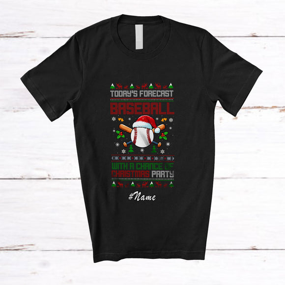MacnyStore - Personalized Custom Name Forecast Baseball Christmas Party; Amazing Sweater Santa Player T-Shirt