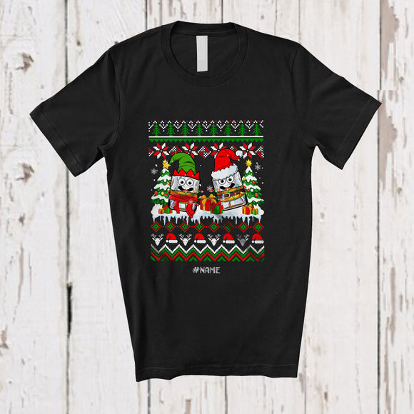 MacnyStore - Personalized Custom Name Two Santa Elf Rum Glasses; Amazing Christmas Sweater Drinking T-Shirt