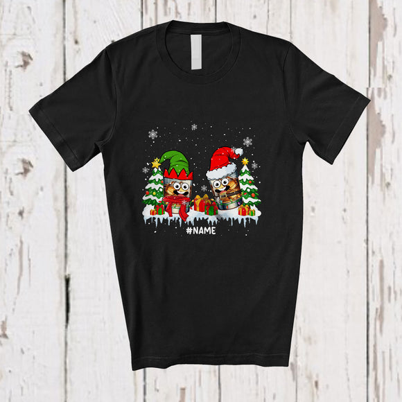 MacnyStore - Personalized Custom Name Two Santa Elf Whiskey Glasses; Amazing Christmas Drinking Drunker T-Shirt