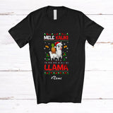 MacnyStore - Personalized Custom Name Mele Kaliki Llama; Humorous Christmas Sweater Hawaiian Hawaii T-Shirt
