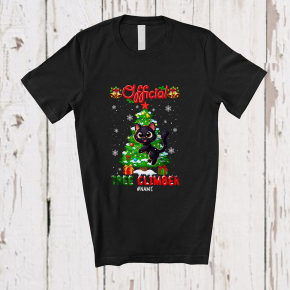 MacnyStore - Personalized Custom Name Official Tree Climber; Lovely Christmas Black Cat Damage; Family T-Shirt
