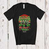 MacnyStore - Personalized Custom Name Vintage Retro Elf Crew; Amusing Christmas Tree Three Elf; Boys Family T-Shirt