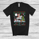 MacnyStore - Personalized Custom Name Santa Corgi Riding Horse; Merry Christmas Sweater Moon Animal T-Shirt